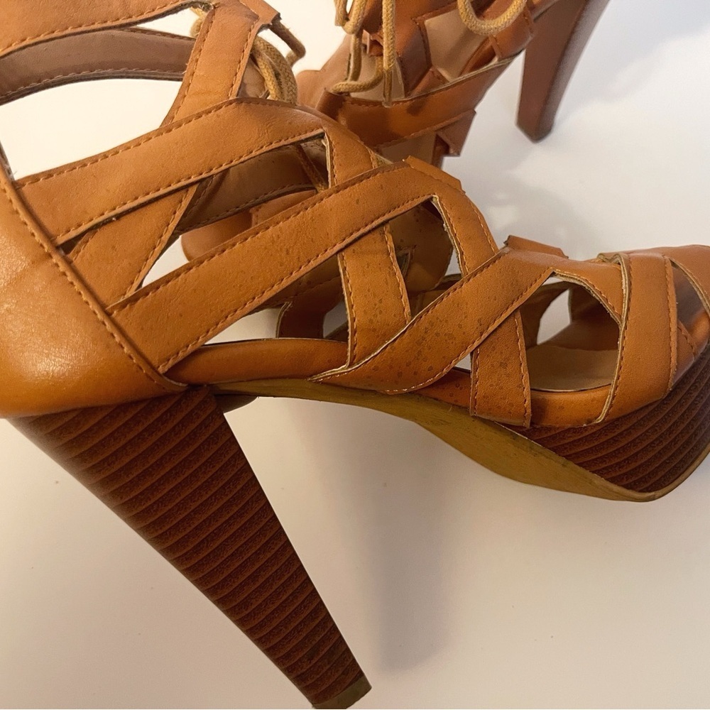 TOP Moda Tan Strappy Heels - Picture 5 of 14